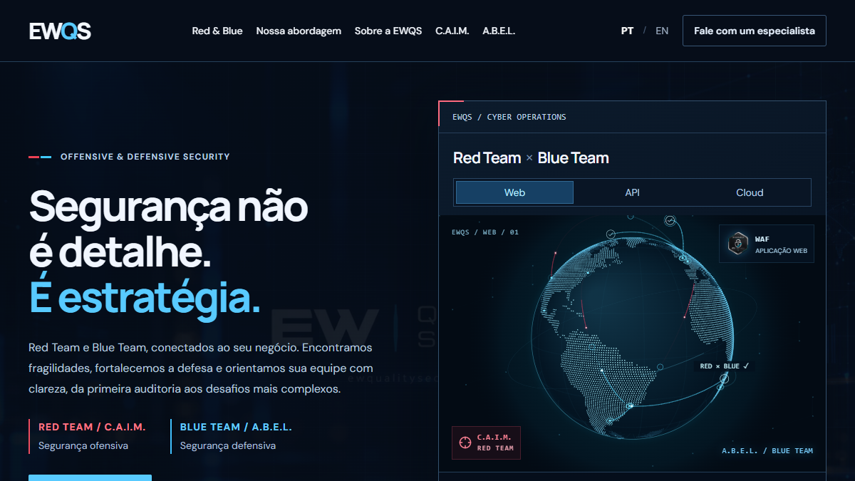 Prévia do site EW Quality Security, unidade especializada em segurança do grupo